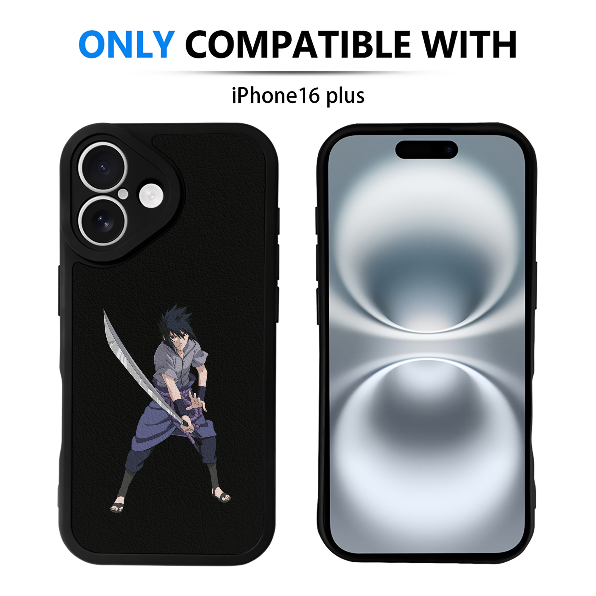 （画像用） NARUTO -ナルト- うちは サスケ Uchiha Sasuke 【iPhone 16シリーズ対応】シリコンスマホケース（レザー調） 材質：シリコン